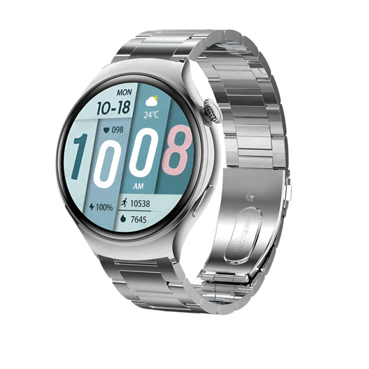 LuxeAura HD Smartwatch W300 Silver Steel Snabsify